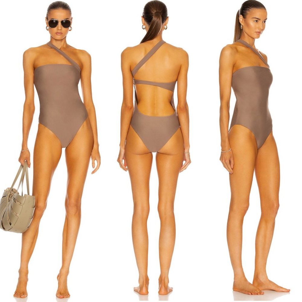 Jade swim halo asymmetrical one piece nude mocha FINAL PRICE